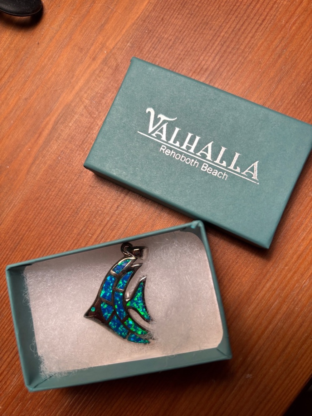 Valhalla Blue-Green Opal Fish pendant for necklace- Women Jewelry